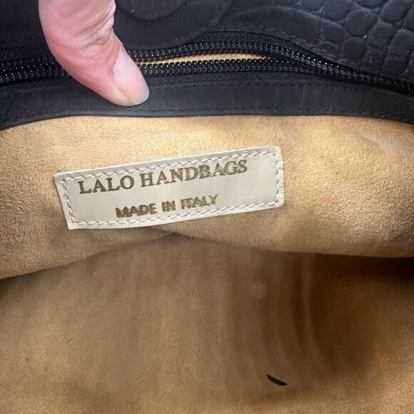 LALO handbag Black Crocodile-Embossed Tote Italian Handbag NWOT - Picture 9 of 12